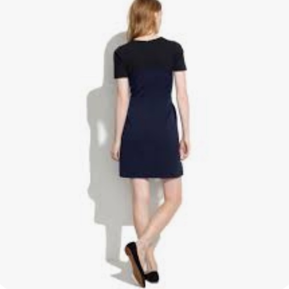 Madewell Gallerist Ponte Dress Colorblock Black Navy Sz 2 - Picture 3 of 13